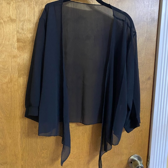 Chic Black Sheer Cardigan - Picture 2 of 2